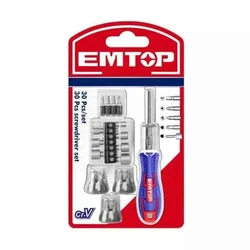 EMTOP 30 Pcs Screwdriver Set with Ratchet Handle (EBST03006)