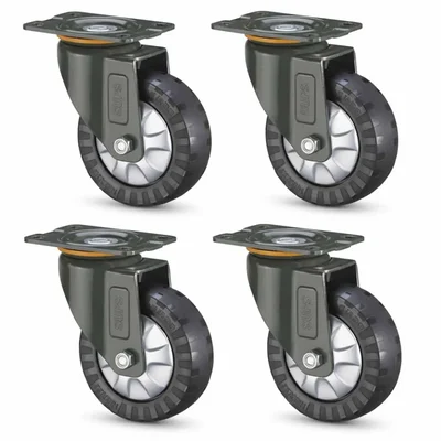 Heavy Duty 40 MM / 1.6" Polyurethane With Single Ball Bearing Swivel Type Caster Wheel ( Pack Of 4 )