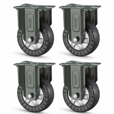 Heavy Duty  40 MM / 1.6" Polyurethane With Single Ball Bearing Fixed Type caster Wheel ( Pack Of 4 )
