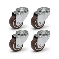 Heavy Duty 1.25 inch / 32 mm Pack of 4 Plate Type Single Ball Bearing TPR Caster Wheel