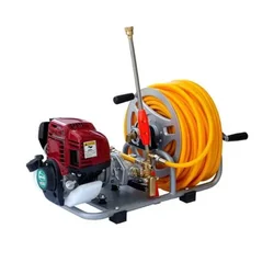 Greenleaf 35 CC 4 Stroke Portable Power Sprayer With Attached Hose Reel, Long 50 Meter Hose Pipe & Spray Gun