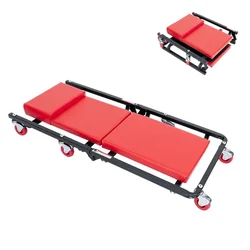 Heavy Duty 40 Inch Foldable Car Creeper or Padded Mechanic Cart with Headrest