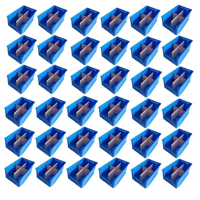 Avsar 230 x 150 x 120 mm FPO Blue Storage Bin with Vertical & Horizontal Partition, HDPE Material (Bin-25) - Pack of 36