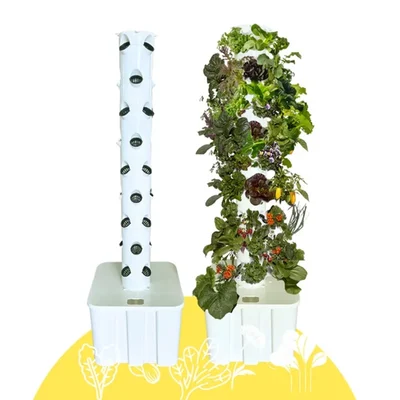 Green Warrior Orbit 36 Planter Hydroponic/Aeroponic Tower System with 60 L Tank, TDS Meter, Nutrients, Seeds & Coco Disc(Variant-with Timer Switch)