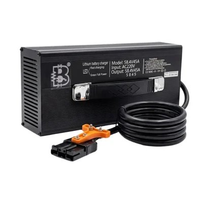 Bheemtek 48V 45A 3kW Lithium Battery Charger for Piaggio Ape City Auto with Handle & Heavy-Duty Connector 58.4V45A