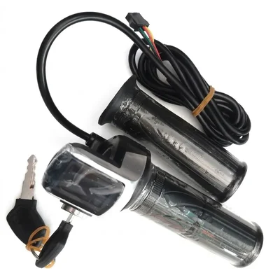 NAKS 36V E-Bicycle Throttle with Key Switch, Digital Voltage Indicator & 5-Wire Universal Grip Accelerator