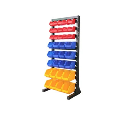 Suwas Trolley 8 Shelves Powder Coated Bin Storage Rack with 38 Bins, 6 Months Warranty ( SU-BSR-006)
