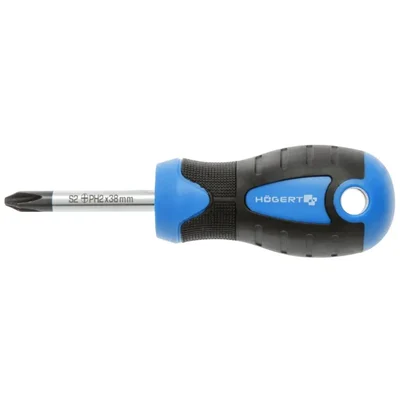 Högert Technik PH2 38 mm Compact S2 Steel Magnetic Tip Screwdriver with Anti-Slip Grip HT1S028