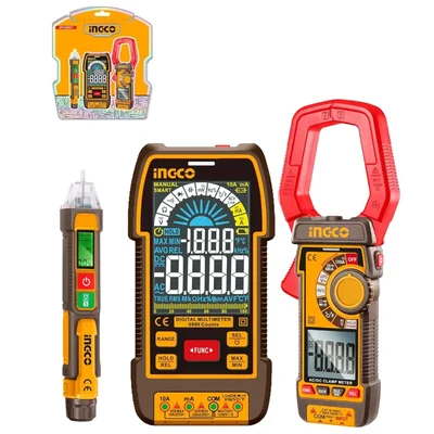 Ingco 12V-1000V 9999-Count True RMS Digital Multimeter Clamp Meter Electrical Test Kit Combo COS24069