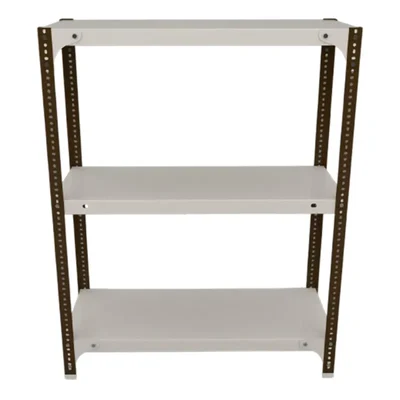 FIDVI® 9D X 23L X 30H Inch 3 Shelves Powder Coated Slotted Angle Metal Rack With Accessories Colour-Ivory Brown(SR-518)