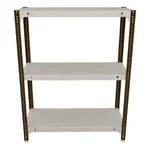 FIDVI® 9D X 23L X 30H Inch 3 Shelves Powder Coated Slotted Angle Metal Rack With Accessories Colour-Ivory Brown(SR-518)
