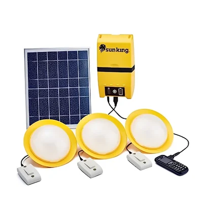Sun King Home 120, 3 Solar Ceiling Lights with USB Charging Port, 12 Watts Solar Panel and 12000 mAh Inbuilt Battery