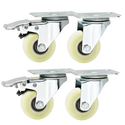 Prakash Pack Of 4 Heavy Duty 3 Inch Fixed and Swivel With Brake Plate Type Caster Wheel
