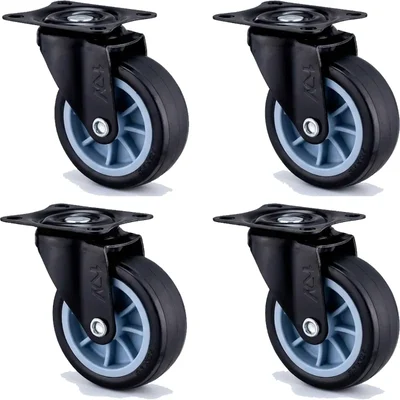 Heavy Duty 75 mm / 3 inch Pack Of 4 Swivel Type Plain Bore PU Caster Wheel