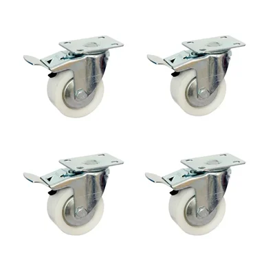 PERFECTO 3 Inch 250kg Capacity Pack of 4 pcs Swivel Brake Trolley Furniture PP Castor Wheels
