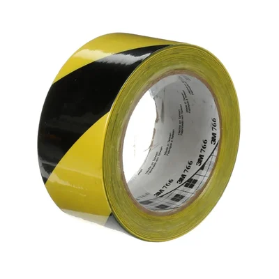 3M 2In x 36Yd Black Yellow Vinyl Floor Safety Marking Tape 766DC