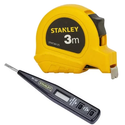 Combo of Stanley Digital Detection Tester & Screwdriver (66-137) with Stanley 3 Meter Plastic Short Measuring Tape (STHT36125-812)
