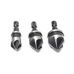3 Pcs Countersink Bore Set 12 mm 16 mm 19 mm Woodworking Drill Bit Set for Metal Plastic and Wood Drilling