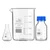 SBT Instruments Borosilicate Glass Measuring Conical Flask 25ml, Beaker 500ml & 100ml Reagent Bottle with Blue Screw Cap