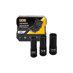 JCB 3 Piece Deep Impact Thin-Walled Socket Set, 1/2″ Drive, 6-Point 17 mm, 19 mm, 21 mm (JCB-4032TH)