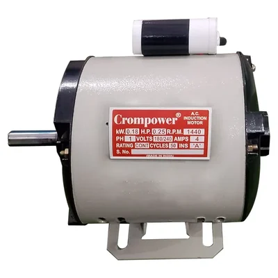 CROMPOWER 0.25 Hp, 1440 RPM, Single Phase Foot Mounted AC Induction Motor - 1 Year Warranty