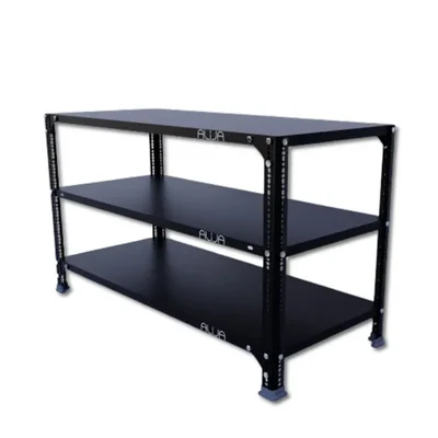 ALIJA 3 Shelf 24 x 41 x 18 Inch ( 2 x 3.5 x 1.5 Ft.) Black Colour Multipurpose Storage Rack(Gauge-22 Gauge Shelves & 16 Gauge Angle)