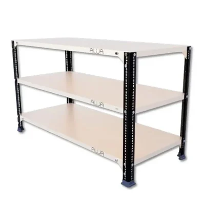ALIJA 3 Shelf 24 x 41 x 18 Inch ( 2 x 3.5 x 1.5 Ft.) Black Angle & Ivory Shelves Multipurpose Storage Rack(Gauge-22 Gauge Shelves & 16 Gauge Angle)