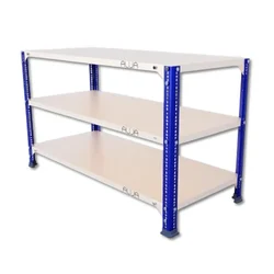 ALIJA 3 Shelf 24 x 41 x 18 Inch ( 2 x 3.5 x 1.5 Ft.) Blue Angle & Ivory Shelves Multipurpose Storage Rack(Gauge-22 Gauge Shelves & 16 Gauge Angle)