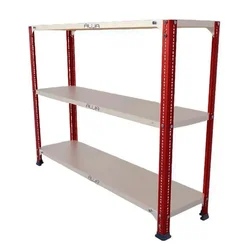 ALIJA 36 x 47 x 12 Inches 3 Shelves Multipurpose Storage Rack With Accessories (Color-Red Ivory,Gauge-22 gauge shelves 16 gauge angle)