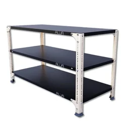 ALIJA 3 Shelf 24 x 41 x 18 Inch ( 2 x 3.5 x 1.5 Ft.) Ivory Angle and Black Shelves Multipurpose Storage Rack(Gauge-22 Gauge Shelves & 16 Gauge Angle)