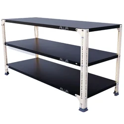 ALIJA 24 x 47 x 18 Inches 3 Shelves Multipurpose Storage Rack With Accessories(Color-Black,Gauge-22 gauge shelves, 16 gauge angle)