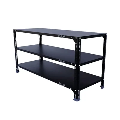 ALIJA 24 x 47 x 18 Inches 3 Shelves Multipurpose Storage Rack With Accessories(Color-Black,Gauge-22 gauge shelves, 16 gauge angle)