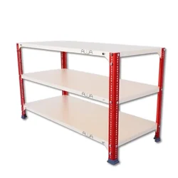 ALIJA 3 Shelf 24 x 41 x 18 Inch ( 2 x 3.5 x 1.5 Ft.) Red & Ivory 22 Gauge Multipurpose Storage Rack