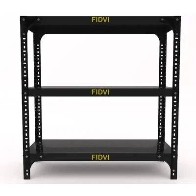 FIDVI® 9D X 23L X 24H Inch 3 Shelves Powder Coated Multipurpose Slotted Angle Metal Rack With Accessories ( SR-001)