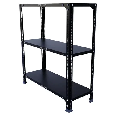 ALIJA 36 x 35 x 12 Inches 3 Shelves Multipurpose Storage Rack With Accessories(Gauge-24 gauge shelves 18 gauge angle,Color-Black)