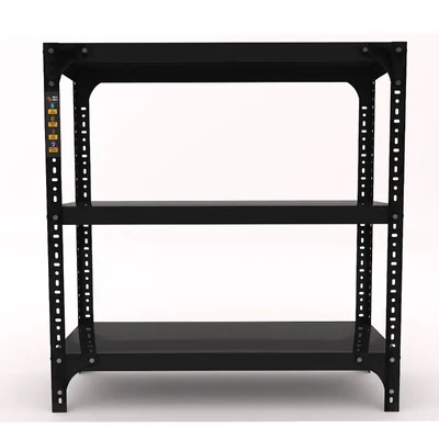 FIDVI® 12D X 29L X 24H Inch 3 Shelves Powder Coated Slotted Angle Metal Rack With Accessories ( SR-502 )