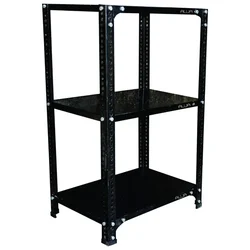 ALIJA 36 x 23 x 15 Inch 3 Shelves Multipurpose Storage Rack With Accessories(Gauge-24 Gauge Shelves & 18 Gauge Angle,Color-Black)