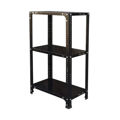 ALIJA 36 x 23 x 12 Inch 3 Shelves Multipurpose Storage Rack With Accessories(Color-Black,Gauge-24 Gauge Shelves & 18 Gauge Angle)
