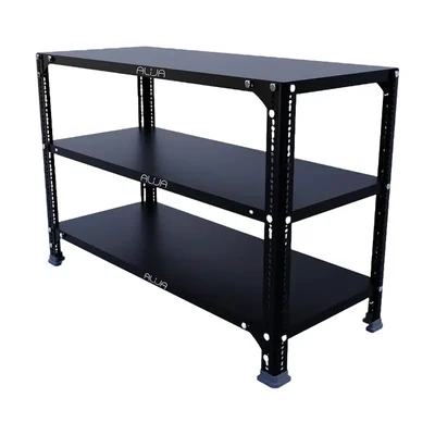 ALIJA 24 x 35 x 15 Inches 3 Shelves Multipurpose Storage Rack With Accessories(Gauge-24 gauge shelves 18 gauge angle,Color-Black)