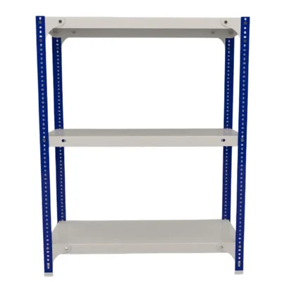FIDVI® 9D X 23L X 30H Inch 3 Shelves Powder Coated Slotted Angle Metal Rack With Accessories -Colour Ivory blue (SR-514)