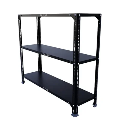 ALIJA 36 x 41 x 12 Inches 3 Shelves Multipurpose Storage Rack With Accessories(Color-Black,Gauge-24 gauge shelves 18 gauge angle)