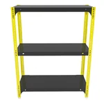 FIDVI® 9D X 23L X 30H Inch 3 Shelves Powder Coated Slotted Angle Metal Rack With Accessories Colour-Black Yellow(SR-522)