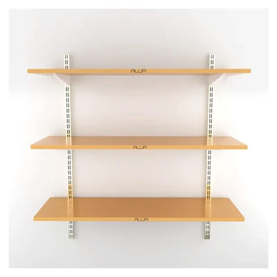 ALIJA 36 x 35 x 11 Inch 3 Wooden Shelves Slotted Channel & Adjustable Multipurpose Rack With Accessories