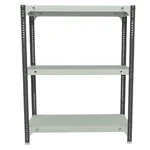 FIDVI® 9D X 23L X 30H Inch 3 Shelves Powder Coated Slotted Angle Metal Rack With Accessories Colour-Ivory Grey(SR-517)