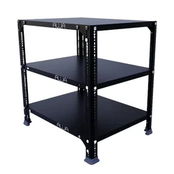 ALIJA 24 x 23 x 18 Inch 3 Shelves Slotted Angle Powder Coated Metal Rack For Multipurpose Use(Gauge-24 Gauge Shelves & 18 Gauge Angle ,Color-Black)