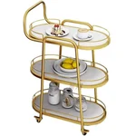 Premium Quality 3 Tier Wrought Iron Wine Service Trolley, Multifunctional Service Trolley Wheeled Beauty Salon Trolley