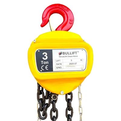 BULLIFT 3 Ton 3 Meter Heavy Duty Industrial Manual Chain Block Pulley Hoist with Automatic Brake for Warehouse Lifting