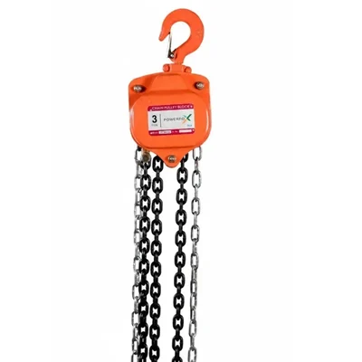 Powerfox 3 Ton Chain Pulley Block- 6 Meter Lifting Height & 8 mm Load Chain- Double Fall