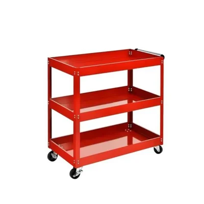 HUKUMS 3-Tray Heavy-Duty Metal Tool Trolley Cart with Wheels for Garage Workshop Storage 