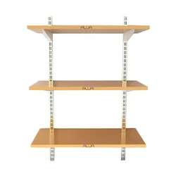 Alija 36 x 24 x 11 Inch 3 Wooden Shelves Slotted Channel & Adjustable Multipurpose Rack With Accessories